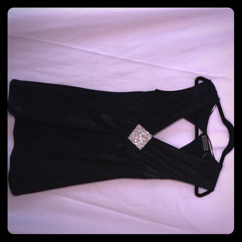 Guess black shimmer cocktail dress w/ cutout back